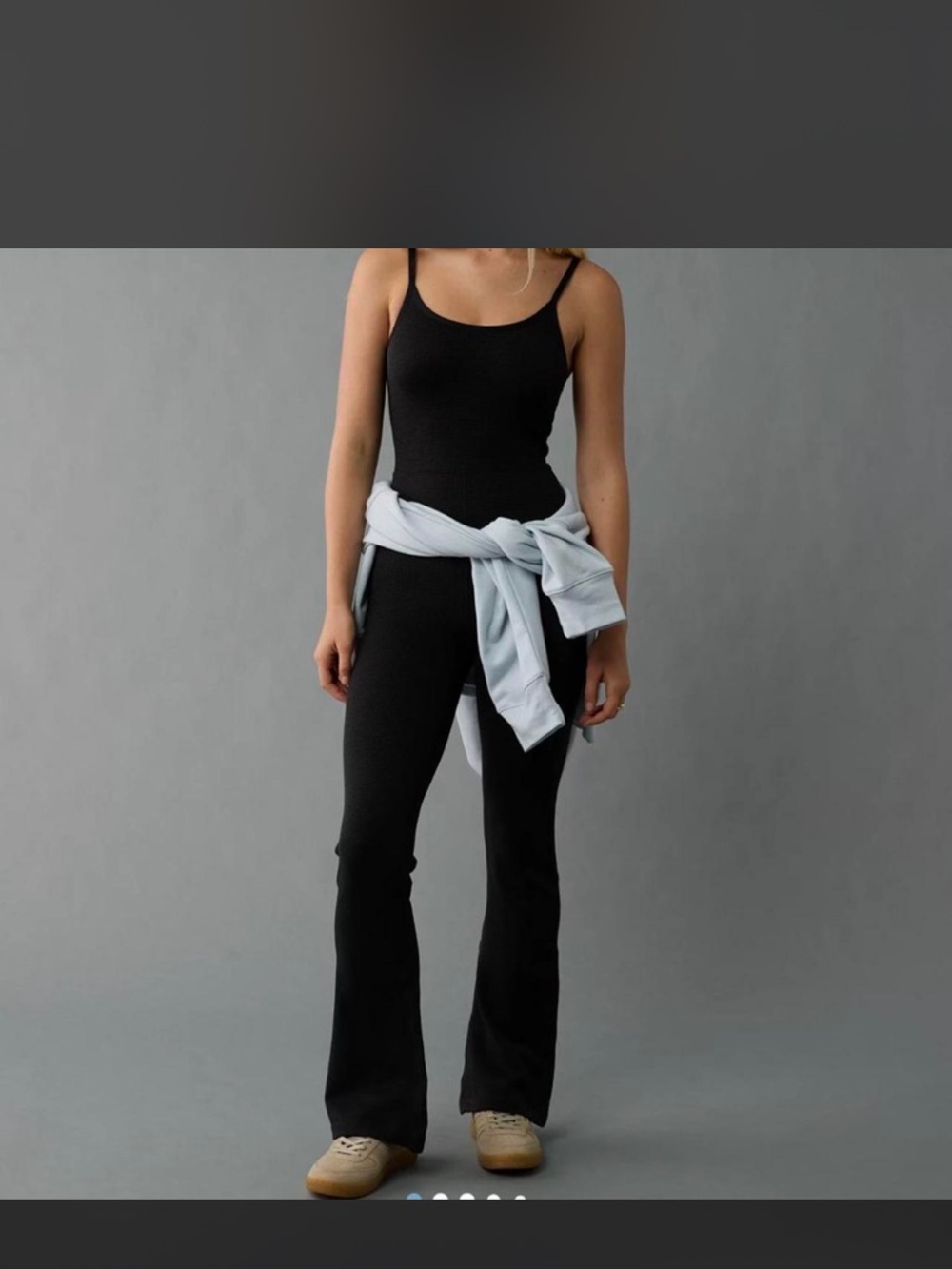 American‎ Eagle Waffle Women's Black Flare Knit Pants Jumpsuit Small